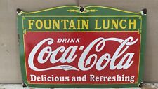 Drink Coca Cola Fountain Lunch Porcelain Enamel Metal Sign 27 x 18 Inches for sale  Shipping to South Africa