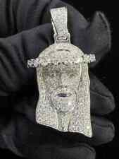 Pingente de rosto de Jesus moissanita real corte redondo 2,70 ct folheado a ouro branco 14K prata, usado comprar usado  Enviando para Brazil