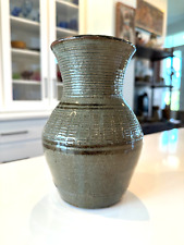 Used, Vintage Handmade Studio Art Stoneware Green Glaze Pottery Flower Vase - 7.5" for sale  Shipping to South Africa