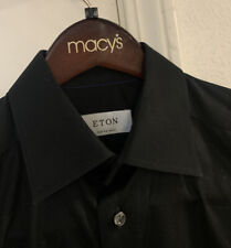 $459 Eton Black Custom Dress Shirt S/M 15 X 33 Slim Fit for sale  Shipping to South Africa