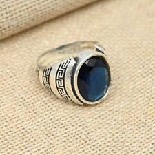 Indian Blue sapphire Ring Solid 925 Sterling Silver Men's Ring All Size R171 for sale  Shipping to South Africa