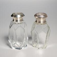 Antique French Sterling Silver Faceted Crystal Cheese Sugar Shaker Pair Minerva for sale  Shipping to South Africa