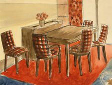 S. Foley, Design de Interiores 1950 Mesa de jantar e Cadeiras – aquarela C20th comprar usado  Enviando para Brazil