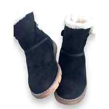 Botas de tornozelo femininas Tom Tailor camurça preta forrada de lã tamanho 39 UE tamanho 8 EUA comprar usado  Enviando para Brazil