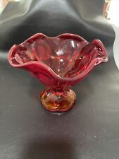 Vintage Reddish Orange Glass Footed Bowl By Viking Glass￼ for sale  Shipping to South Africa