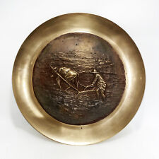 Placa Carregador Decorativa Vintage Bronze/Bronze "Arado Campos de Arroz" - Feita na Coréia comprar usado  Enviando para Brazil