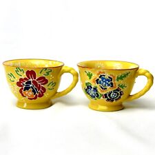 Miyabi Yokohama Studio Hand Painted  Ceramic Cups, W/Raised Details Set Of 2 for sale  Shipping to South Africa