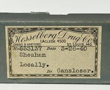 Antigua caja de recetas de Hesselberg Drug Co. Pharmacy St. Louis 1940 segunda mano  Embacar hacia Argentina