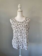 Womens Top Size 12 White Peacocks bird cage print <FF4824 for sale  HORSHAM