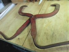 Antique Tongs NY Unique handles Tool Ice Block logs wrought or cast iron carrier for sale  Shipping to Canada