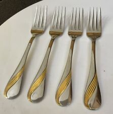 Vtg EETRITE 4 X Stainless Steel Gold Plate 18.5cm Swirl Dessert Forks - Cutlery for sale  Shipping to South Africa