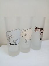 Dartington Designs Farm Animal frosted highball glass tumblers x 3 for sale  Shipping to South Africa