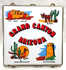 Vintage Fred Harvey GRAND CANYON ARIZONA 4" Souvenir Tile Trivet w/Frame, Stand for sale  Shipping to South Africa