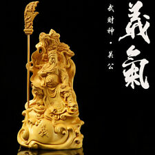 16cm Boxwood Wood Carving Guan Yu Gong Statue Warrior God Handcarved Sculpture for sale  Shipping to Canada