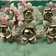 Anillos de servilleta de metal flor blanca 6 piezas rústicos boho granja vajilla decoración segunda mano  Embacar hacia Argentina