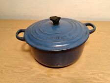 Le Creuset Casserole Dish 20cm Blue Cast Iron Enamel Round Pot Oven Vintage, used for sale  Shipping to South Africa
