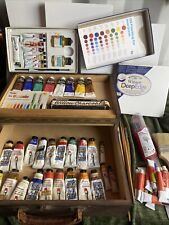 Job Lot Bundle Used Oil Paints, Brushes, Pastels, Canvasses, Vintage Case B361 for sale  Shipping to South Africa