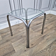 Retro Vintage Clear Glass Tubular Chrome Coffee Side Table - Mid Century MCM for sale  Shipping to South Africa