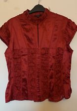 Vintage LINEA Victorian Gothic Steampunk Red SILK Corset Style Blouse top sz 16 for sale  Shipping to South Africa