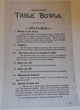 Vintage Mancho Billiard Snooker Table Bowls Rules Facsimile Copy for sale  Shipping to South Africa