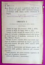 NAPOLI,REGIO DECRETO X MODIFICA ASSEGNO DIRETTORE CLINICA VETERINARIA-3119 segunda mano  Embacar hacia Argentina