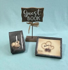 Wedding Decor Burlap Country Cowboy Cowgirl Guest Book Pen Set Wooden Sign Bows for sale  Shipping to South Africa