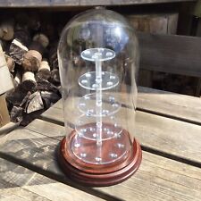 Vintage Wooden Base Glass Display Dome Inc 5 Tier Thimble Plastic Display Holder for sale  LIGHTWATER