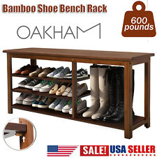 OAKHAM Shoe Oiganizer Bamboo Shoe Bench Rack with Storage Entryway Storage Bench for sale  Shipping to South Africa