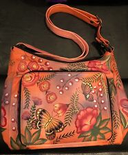Bolsa/bolsa de couro fino pintada à mão Anuschka tamanho médio/grande comprar usado  Enviando para Brazil