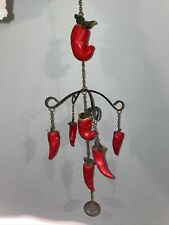 Unique Red Chili Pepper Wind Chime Open Peppers with Seeds, Metal Hanger for sale  Shipping to South Africa