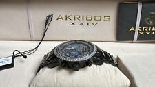 Akribos XXIV Men's  Diamond Quartz Chronograph Black Watch NEEDS BATTERY for sale  Shipping to South Africa