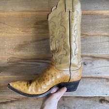 Vintage Justin Golden Ostrich Leather Cowboy Boots Style 91124J, used for sale  Shipping to South Africa