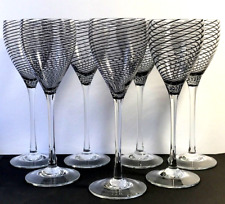 Set 7 Steven Maslach Designer Art  Stripes Wine Glasses Signed 1988 Rare for sale  Shipping to South Africa