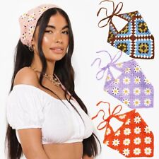 Turbante de flores ajustable de punto para mujer diadema de ganchillo banda para el cabello accesorios segunda mano  Embacar hacia Argentina