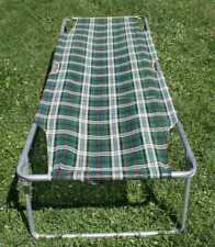 VTG Canvas Folding Camping Sleeping Cot Aluminum Frame Green Red White 72x26x16" for sale  Shipping to South Africa