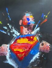 Used, ORIGINAL Abstract Superman Opening Shirt Clark Comic Wall Art Painting 11x14" for sale  Shipping to Canada