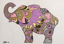 Original painting 6x4” design  gouache decor fine art Elephant Alexa for sale  Shipping to Canada