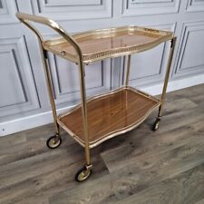 Vintage Retro 2 Tier Gold Cocktail Drinks Tea Hostess Trolley Gin Cart - Display, used for sale  Shipping to South Africa