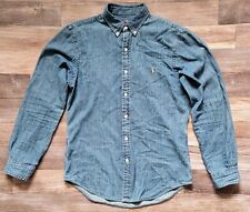 Camisa de mezclilla Polo Ralph Lauren Chambray para hombre talla M calce ajustado azul poni abotonado segunda mano  Embacar hacia Argentina