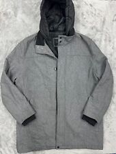 Structure  Mens Wool Blend Coat Gray Button up & Zipper Removable Hood Size XXL, used for sale  Shipping to South Africa
