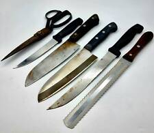 Juego de cuchillos de cocina y juego de 6 tijeras Shozaburo de acero inoxidable 4 cuchillos oxidados segunda mano  Embacar hacia Mexico
