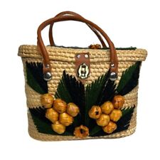 Bolsa de mão vintage 1960 cesta tecido palha de vime bordada floral retrô comprar usado  Enviando para Brazil