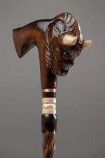 Walking stick carved wood with rubber tip Bull head walking cane for men for sale  Shipping to South Africa