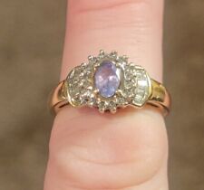 GORGEOUS 10k GOLD GENUINE TANZANITE DIAMOND WOMENS RING SIZE 7 OVAL BAQUETTE for sale  Shipping to South Africa