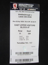 2023-24 CHAMPIONSHIP MIDDLESBROUGHS v LEEDS UNITED TICKET STUB, usado comprar usado  Enviando para Brazil