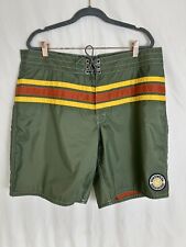 Birdwell Beach Britches Men's Swim Shorts Trunks Green Stripe Patch 60 sz 37, used for sale  Shipping to South Africa