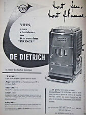 PUBLICITÉ DE PRESSE 1960 POËLE DE DIETRICH FEU CONTINU PRINCE - ADVERTISING d'occasion  Compiègne