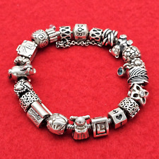 Genuine Pandora Sterling Silver Bracelet With 20 Genuine Charms 925 ALE, used for sale  Shipping to South Africa