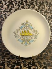 Canonsburg Pottery STANHOME Voyager Dinner Plate Nautical Ship Sail Blue Yellow, used for sale  Shipping to South Africa