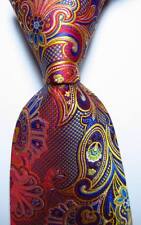 Nova gravata masculina clássica paisley vermelha azul dourada tecido jacquard 100% seda, usado comprar usado  Enviando para Brazil